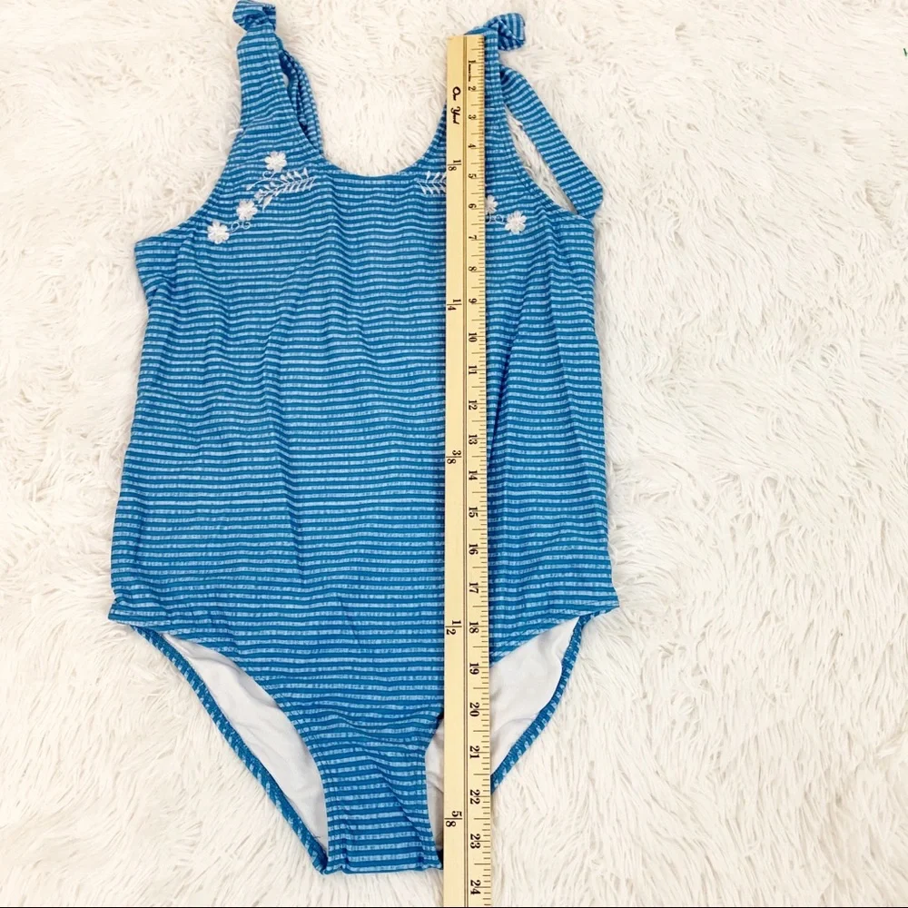 Copper key‎ seersucker embroidered 1 pc swimsuit